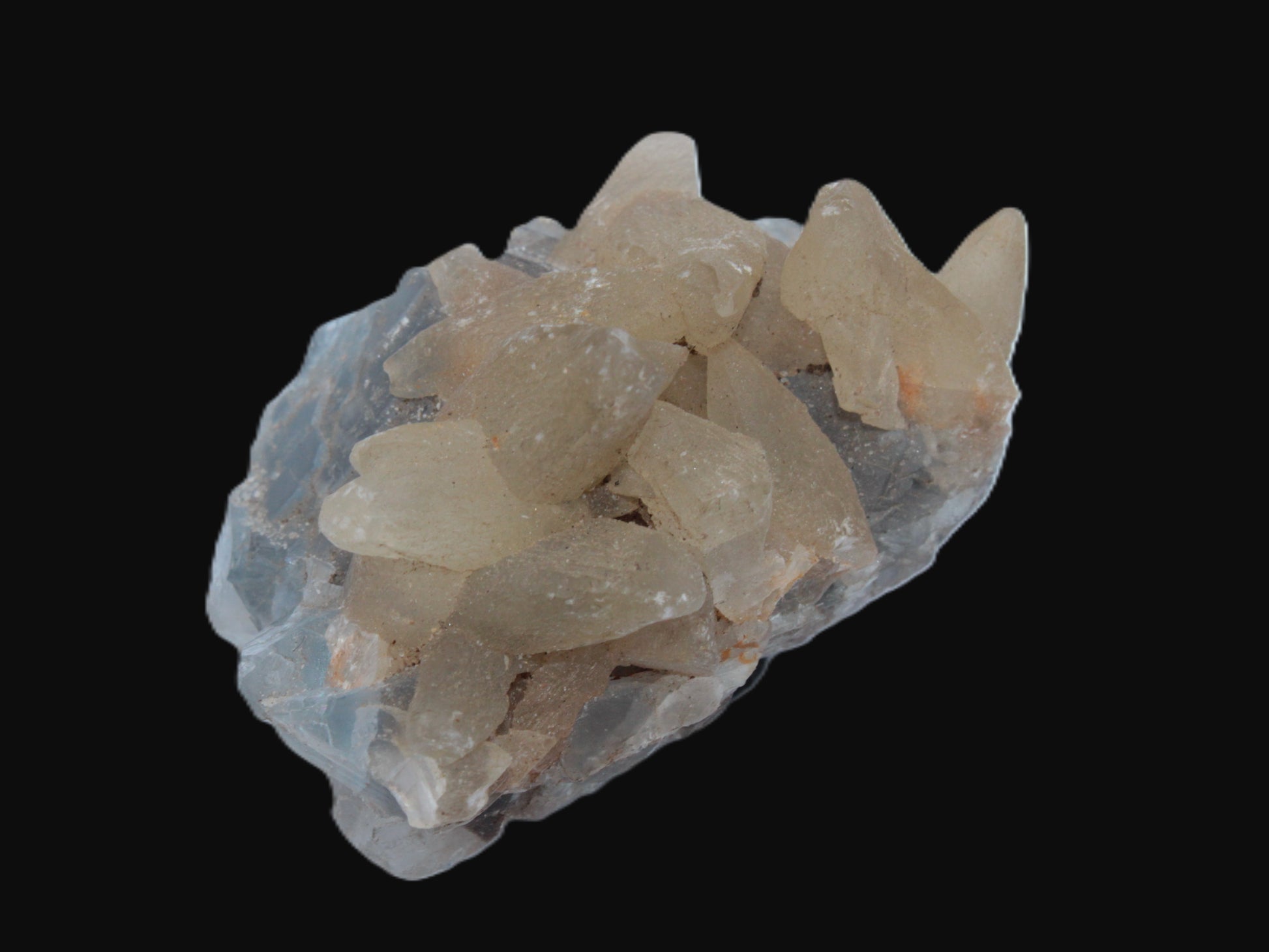 Dog-tooth Calcite cystals on cubic Blue Fluorite cluster 277ct  55.4g Rocks and Things