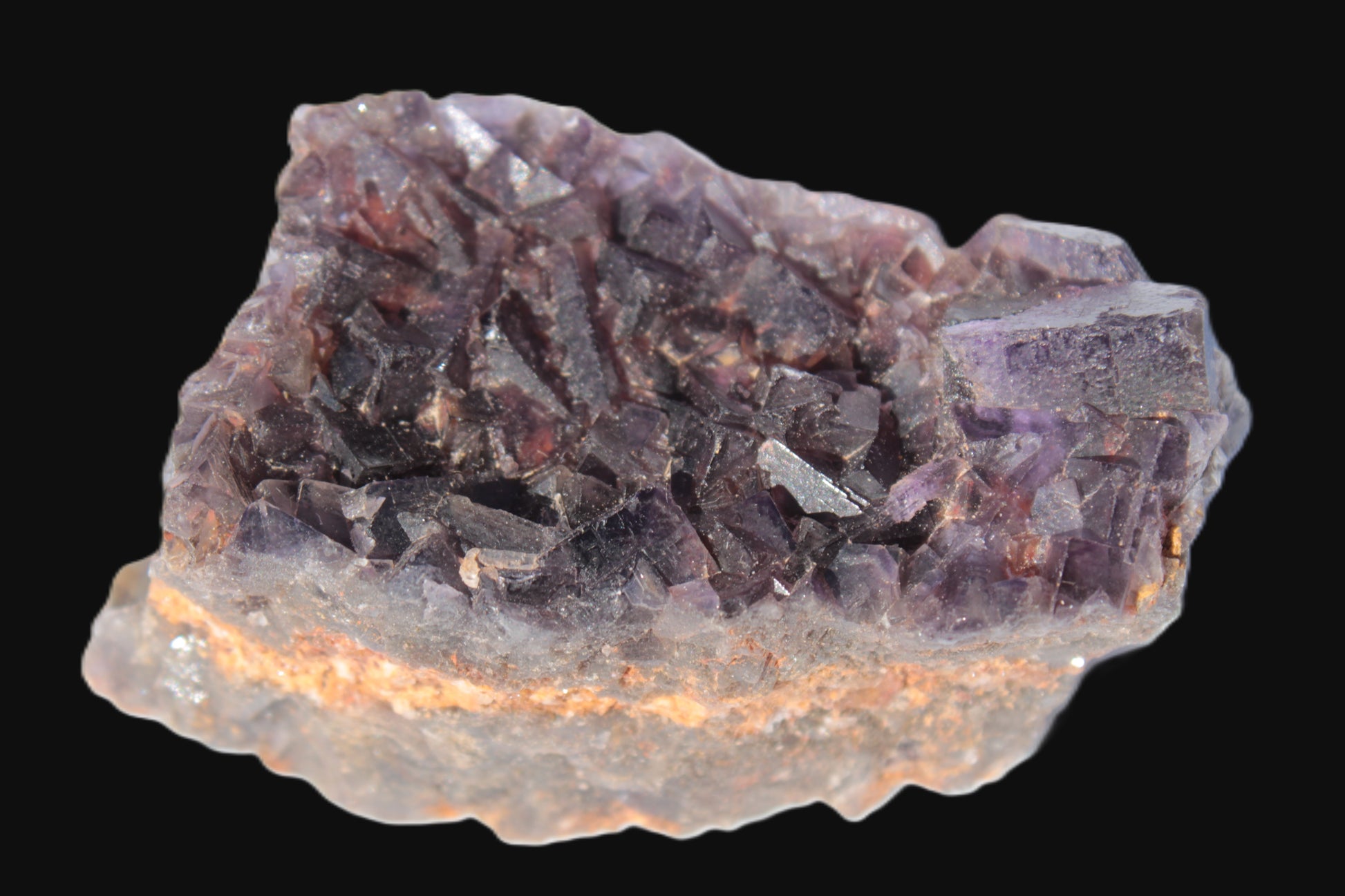 Purple Fluorite cubic cluster on matrix 128.8g Rocks and Things