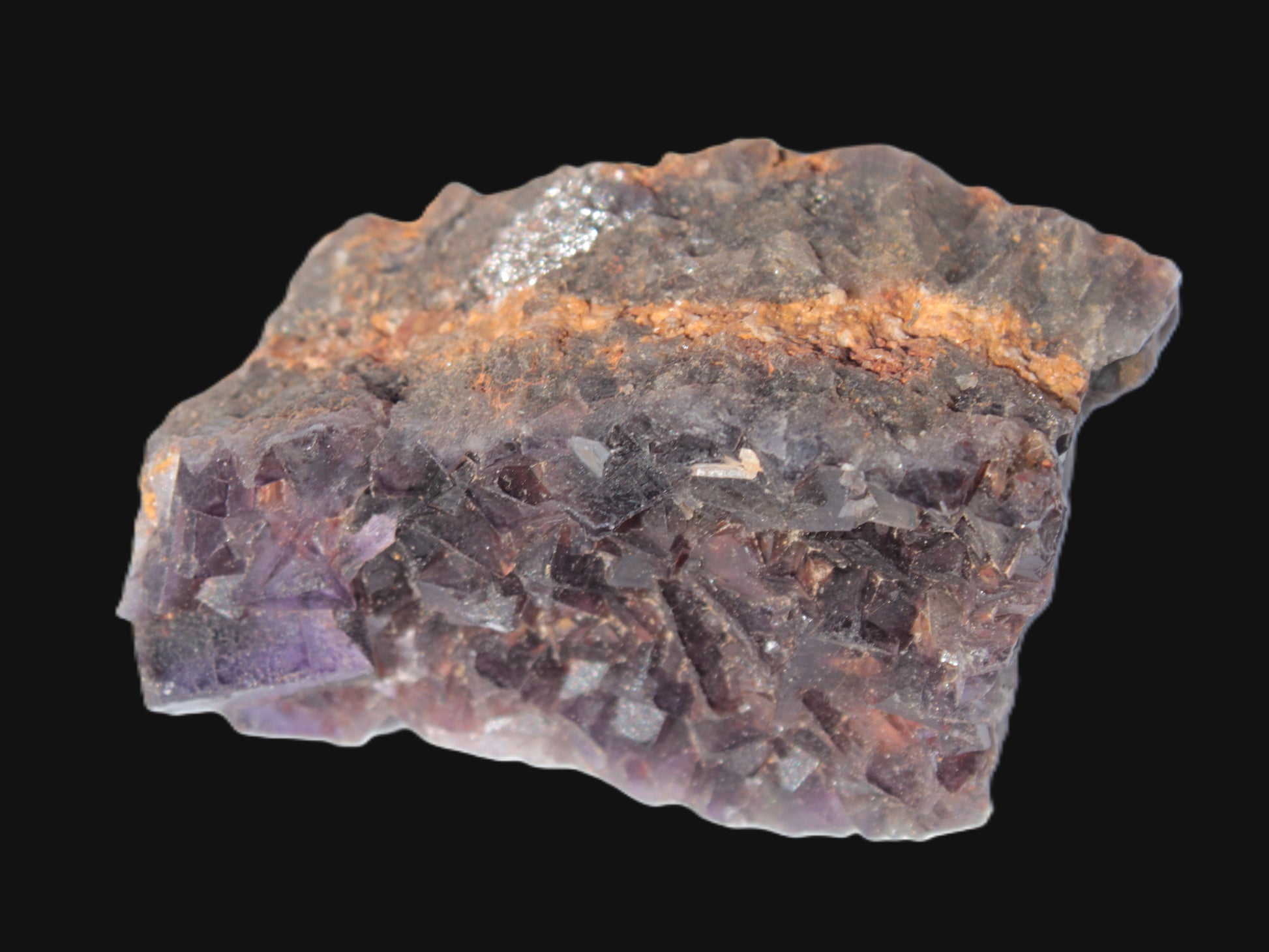 Purple Fluorite cubic cluster on matrix 128.8g Rocks and Things