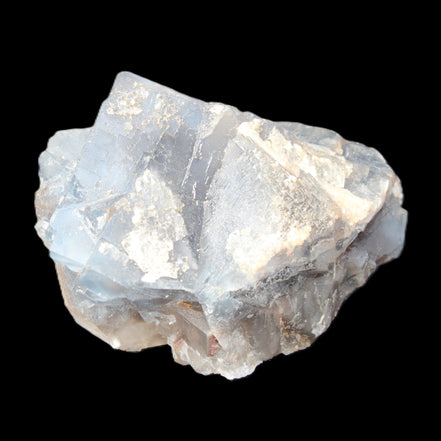 Blue Fluorite cubic cluster with Clear Calcite 168.8g in sunlight - Rocks and Things Store