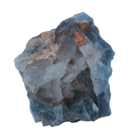 Blue Fluorite cubic cluster with Clear Calcite 168.8g Rocks and Things Store