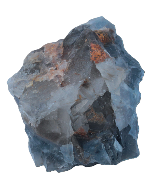 Blue Fluorite cubic cluster with Clear Calcite 168.8g Rocks and Things Store
