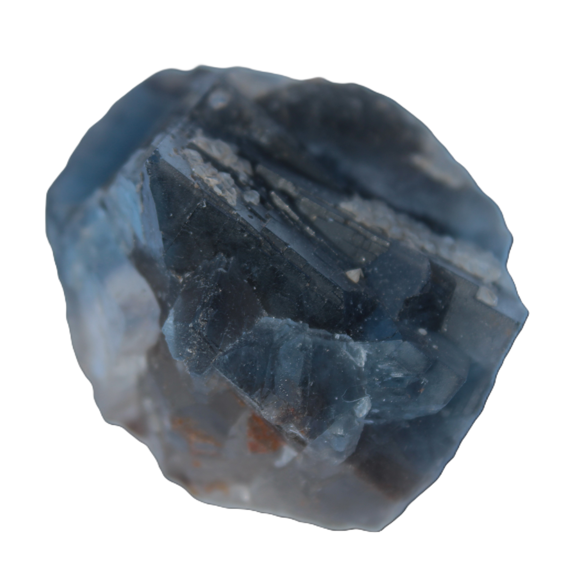 Blue Fluorite cubic cluster with Clear Calcite 168.8g Rocks and Things Store