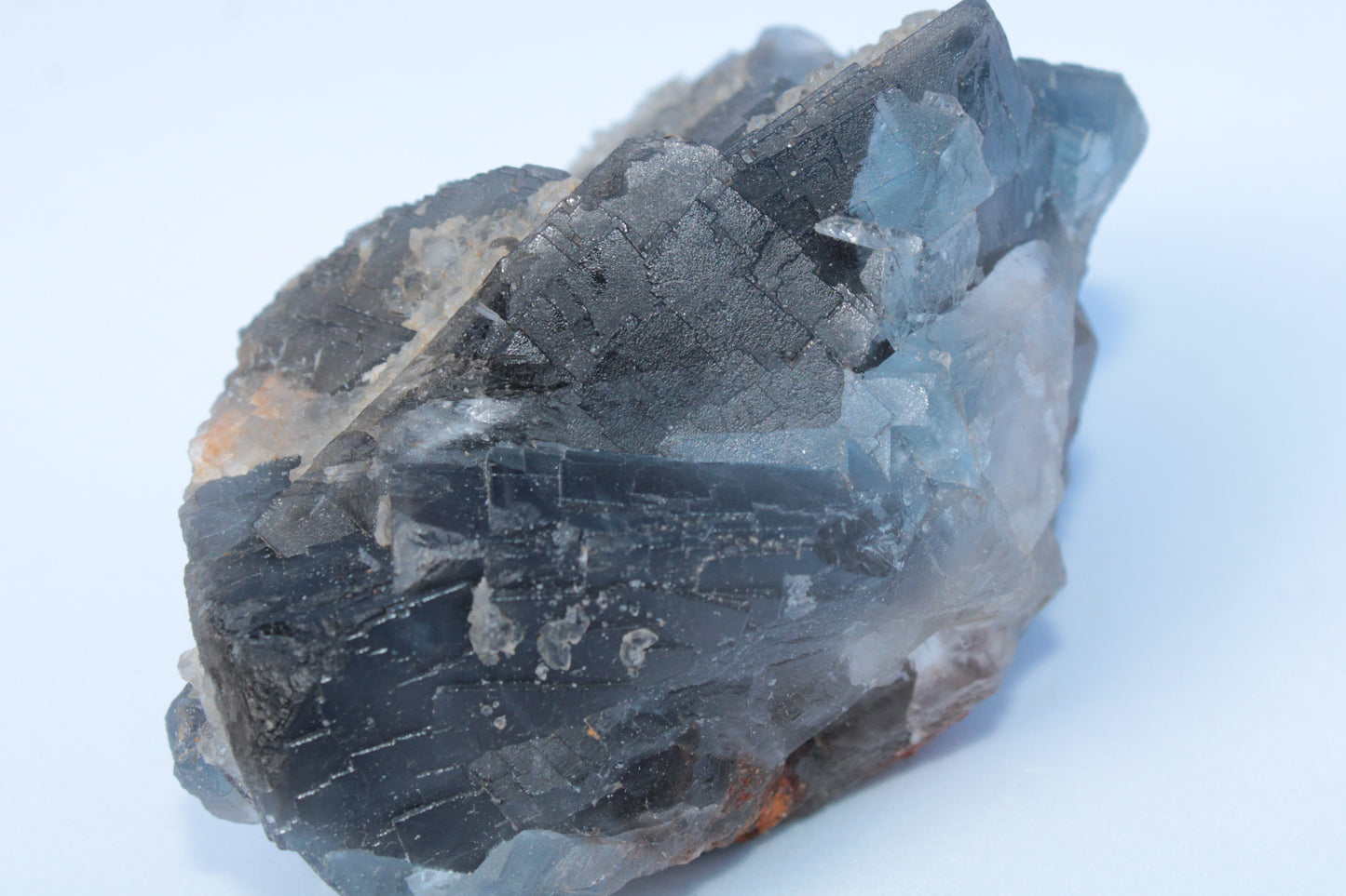 Blue Fluorite cubic cluster with Clear Calcite 168.8g Rocks and Things