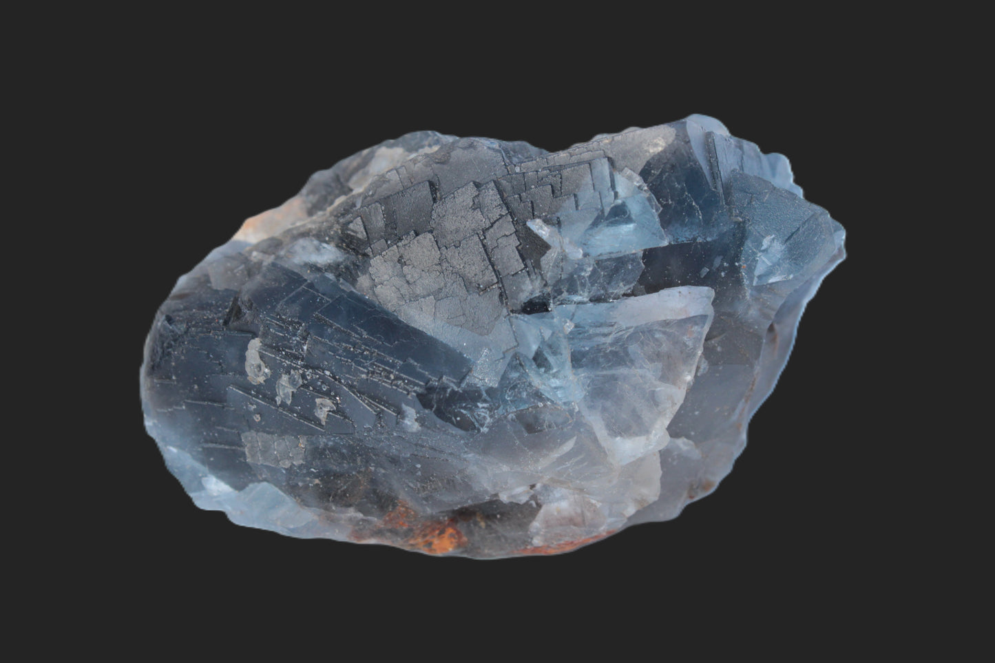 Blue Fluorite cubic cluster with Clear Calcite 168.8g Rocks and Things