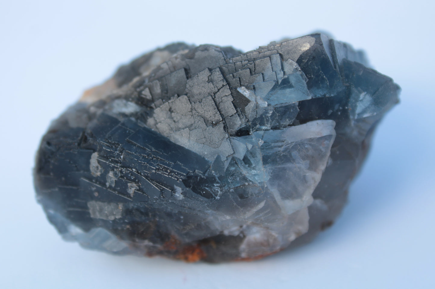 Blue Fluorite cubic cluster with Clear Calcite 168.8g Rocks and Things