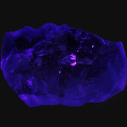 Cubic Blue Fluorite  with Clear Calcite cluster in UV light