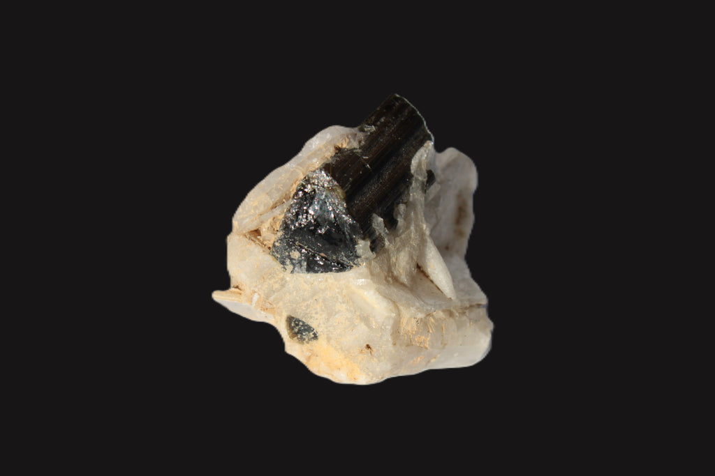 Dark Elbaite 17mm crystal on Feldspar & Mica matrix 25mm 49.2ct  9.8g Rocks and Things