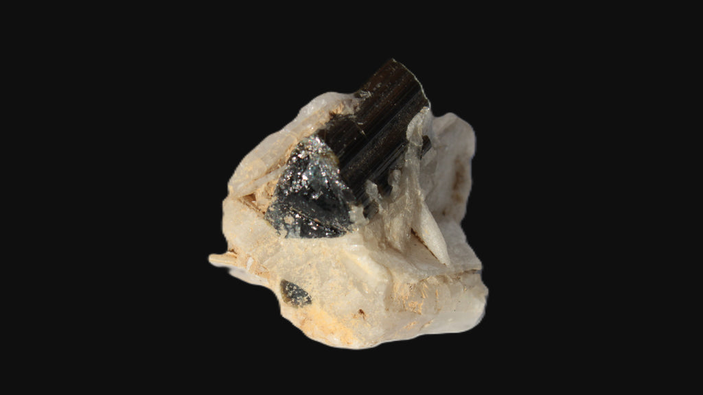 Dark Elbaite 17mm crystal on Feldspar & Mica matrix 25mm 49.2ct  9.8g Rocks and Things