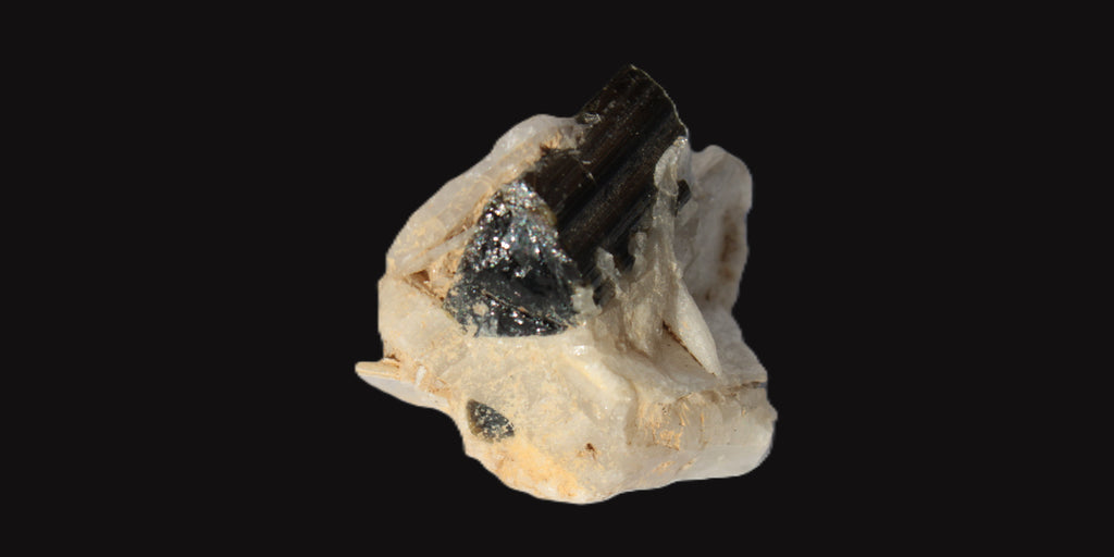 Dark Elbaite 17mm crystal on Feldspar & Mica matrix 25mm 49.2ct  9.8g Rocks and Things