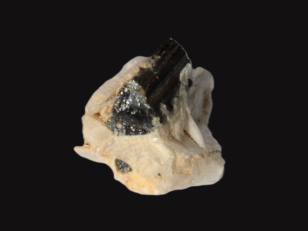 Dark Elbaite 17mm crystal on Feldspar & Mica matrix 25mm 49.2ct  9.8g Rocks and Things