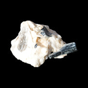 Rainbow Black Tourmaline 20mm crystal on Elbaite, Feldspar and Mica in sunlight - Rocks and Things Store