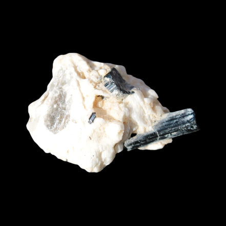 Rainbow Black Tourmaline 20mm crystal on Elbaite, Feldspar and Mica in sunlight - Rocks and Things Store