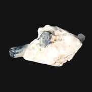 Rainbow Black Tourmaline 20mm crystal on Elbaite, Feldspar and Mica in sunlight - Rocks and Things Store