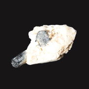 Rainbow Black Tourmaline 20mm crystal on Elbaite, Feldspar and Mica in sunlight - Rocks and Things Store