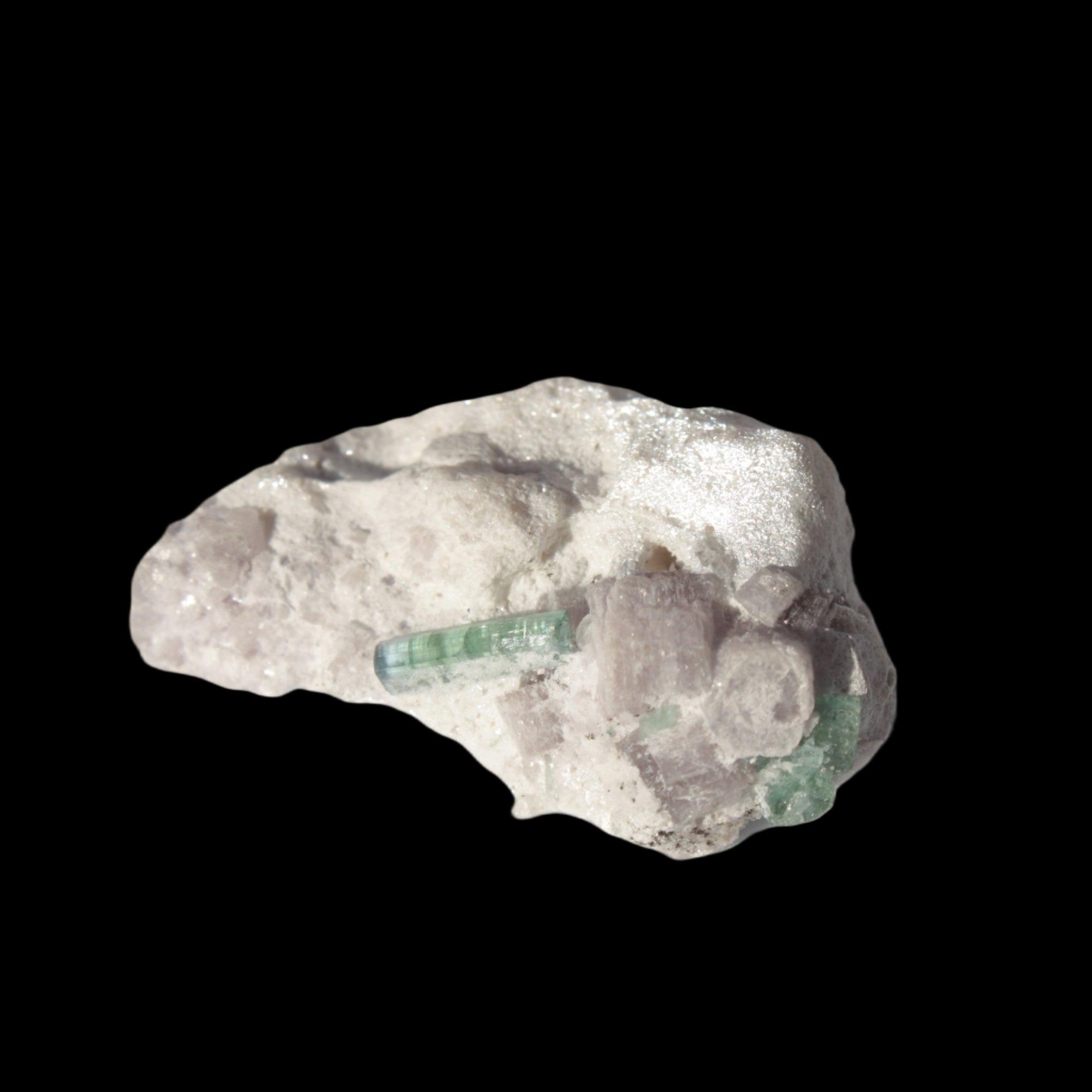 Green and Pink Tourmaline on matrix from Afghanistan 41.1ct 8.2g in sunlight - Rocks and Things Store