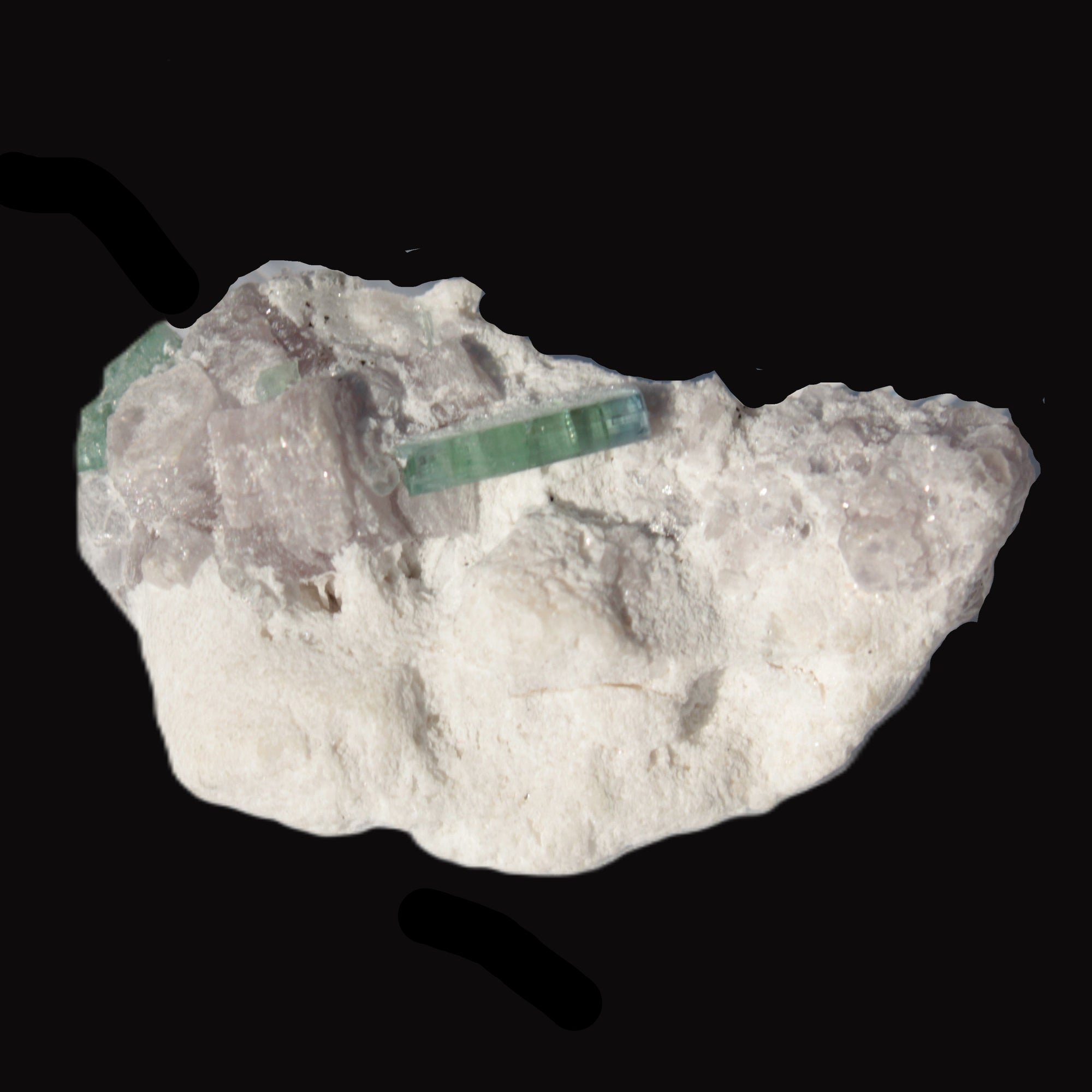 Green and Pink Tourmaline on matrix from Afghanistan 41.1ct 8.2g in sunlight - Rocks and Things Store