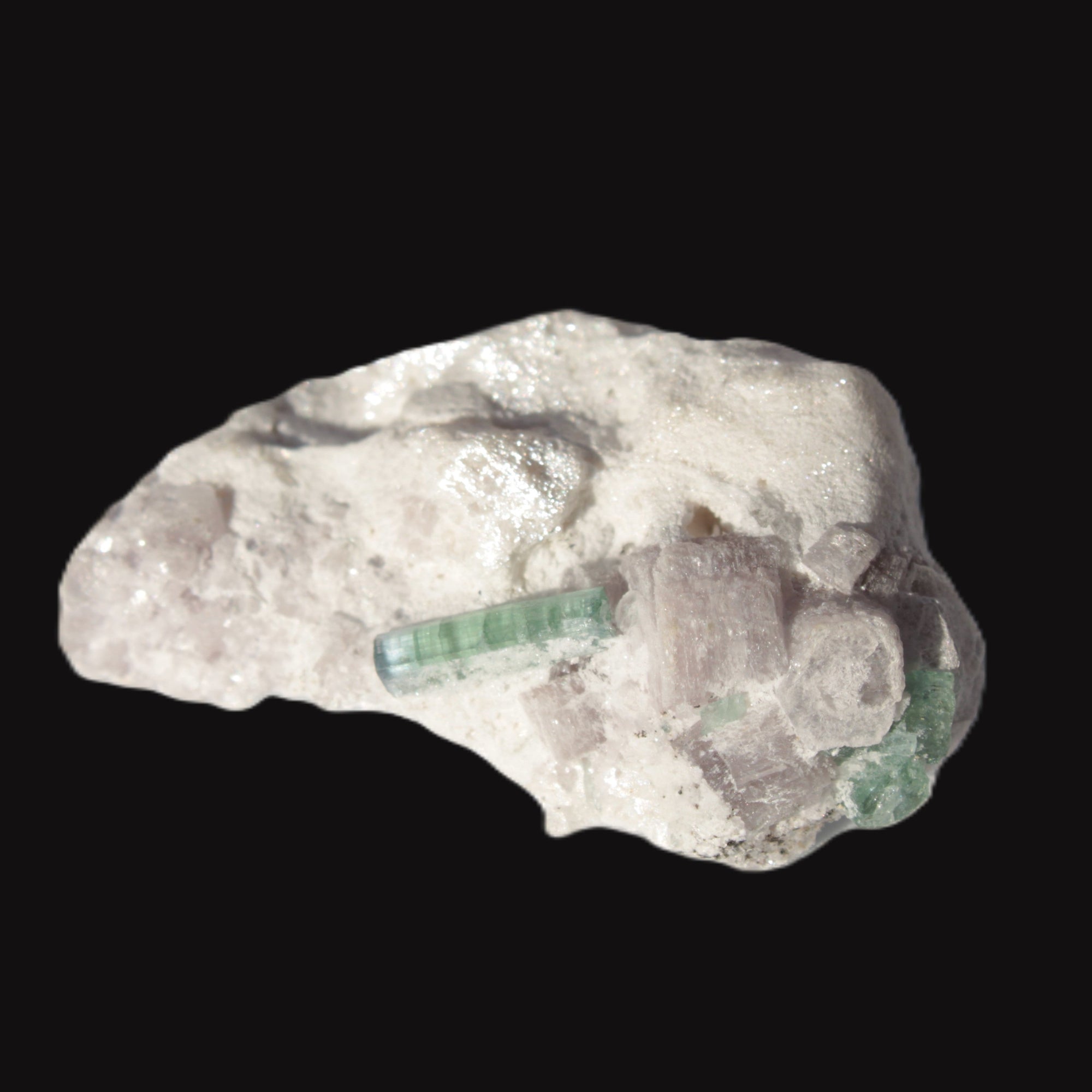 Green and Pink Tourmaline on matrix from Afghanistan 41.1ct 8.2g in sunlight - Rocks and Things Store