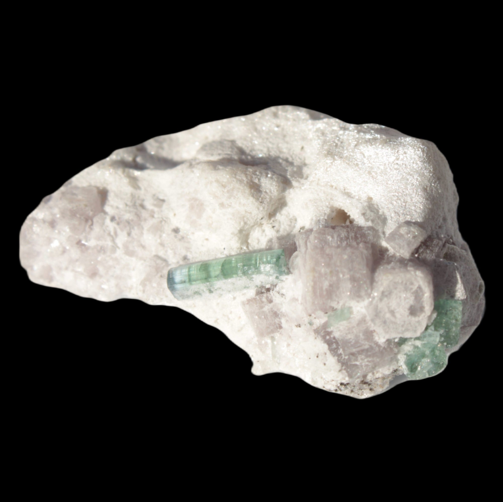 Green and Pink Tourmaline on matrix from Afghanistan 41.1ct 8.2g in sunlight - Rocks and Things Store