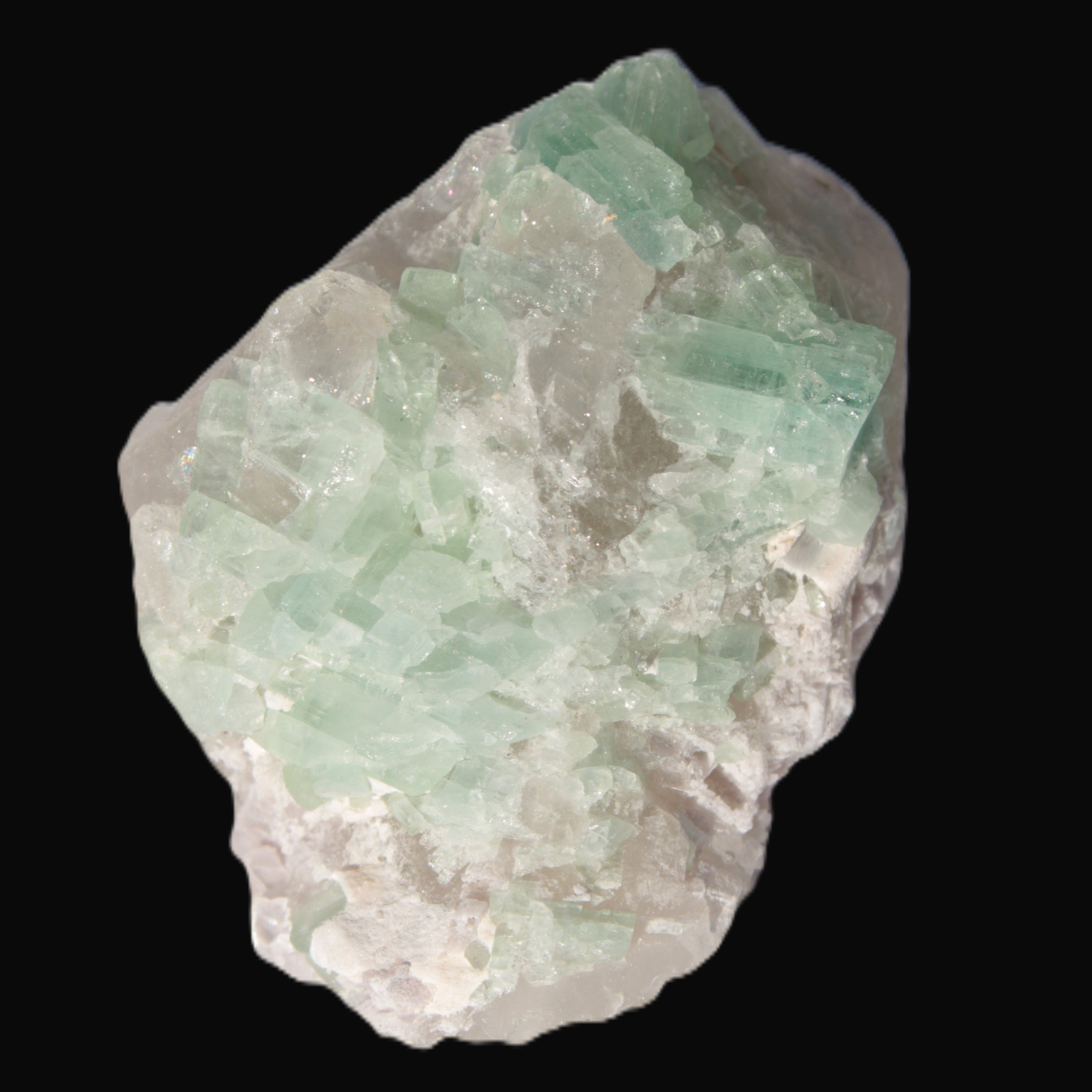 Soft Green Tourmaline cluster on matrix from Afghanistan 116.6ct 23.3g in sunlight -  Rocks and Things Store