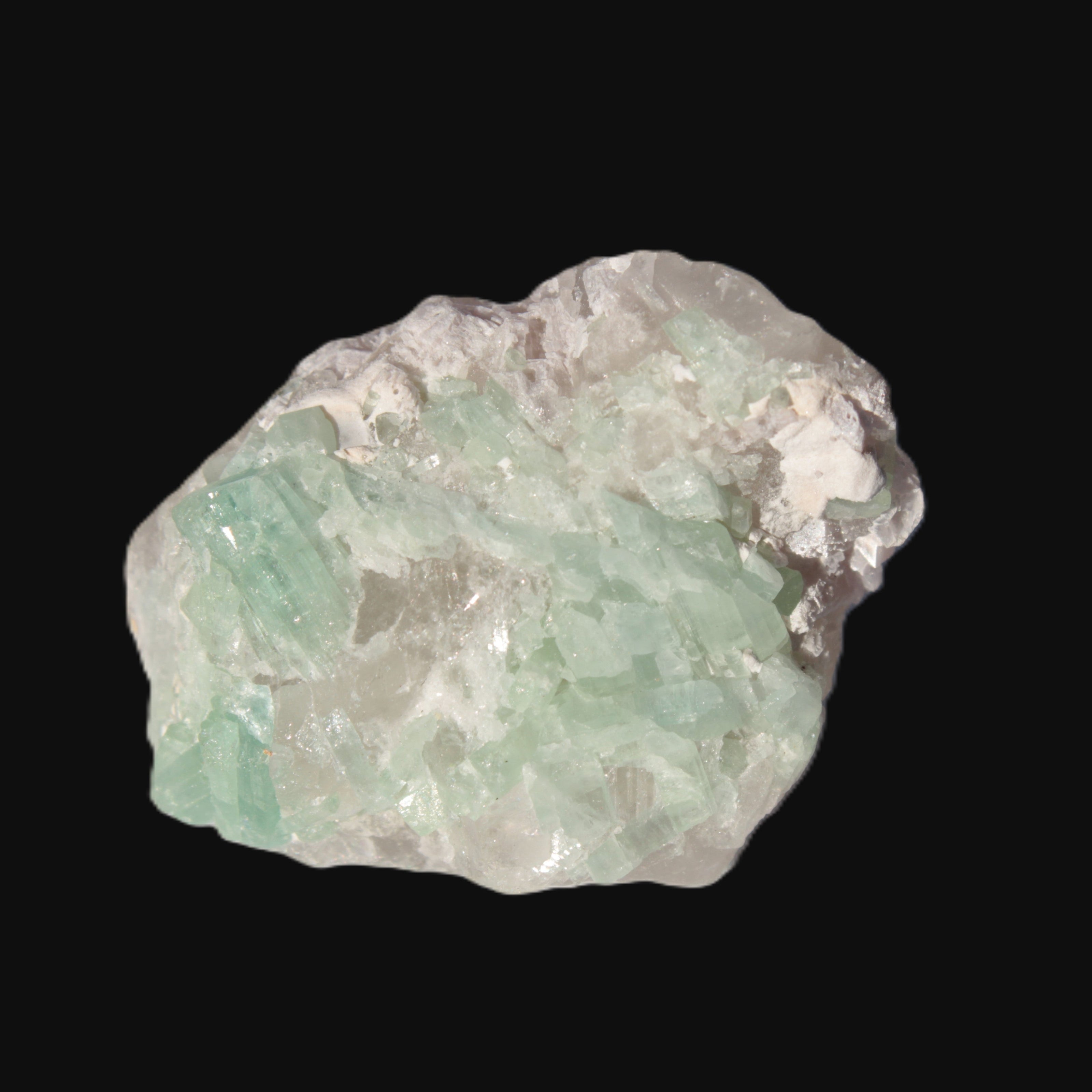 Soft Green Tourmaline cluster on matrix from Afghanistan 116.6ct 23.3g in sunlight -  Rocks and Things Store