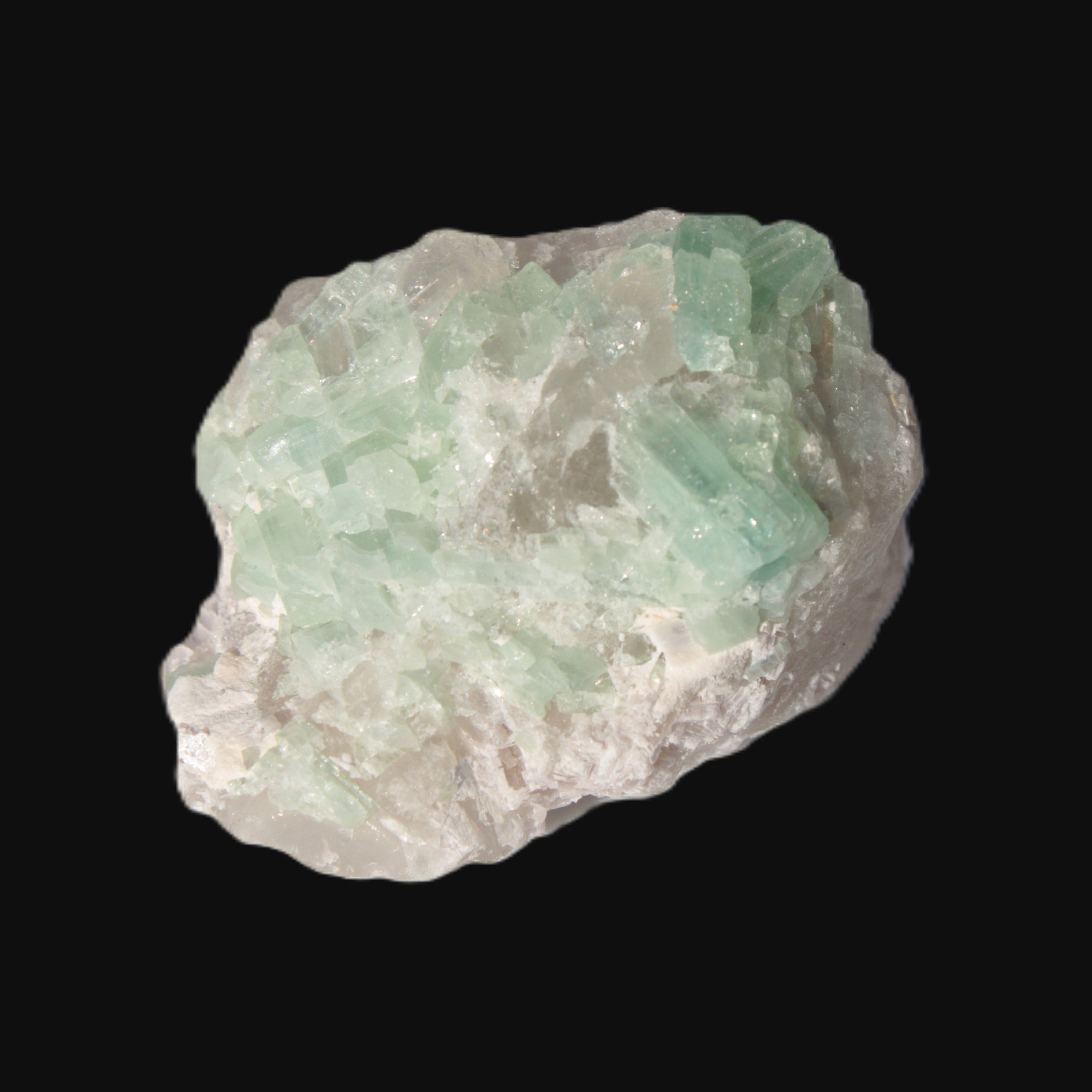 Soft Green Tourmaline cluster on matrix from Afghanistan 116.6ct 23.3g in sunlight - Rocks and Things Store