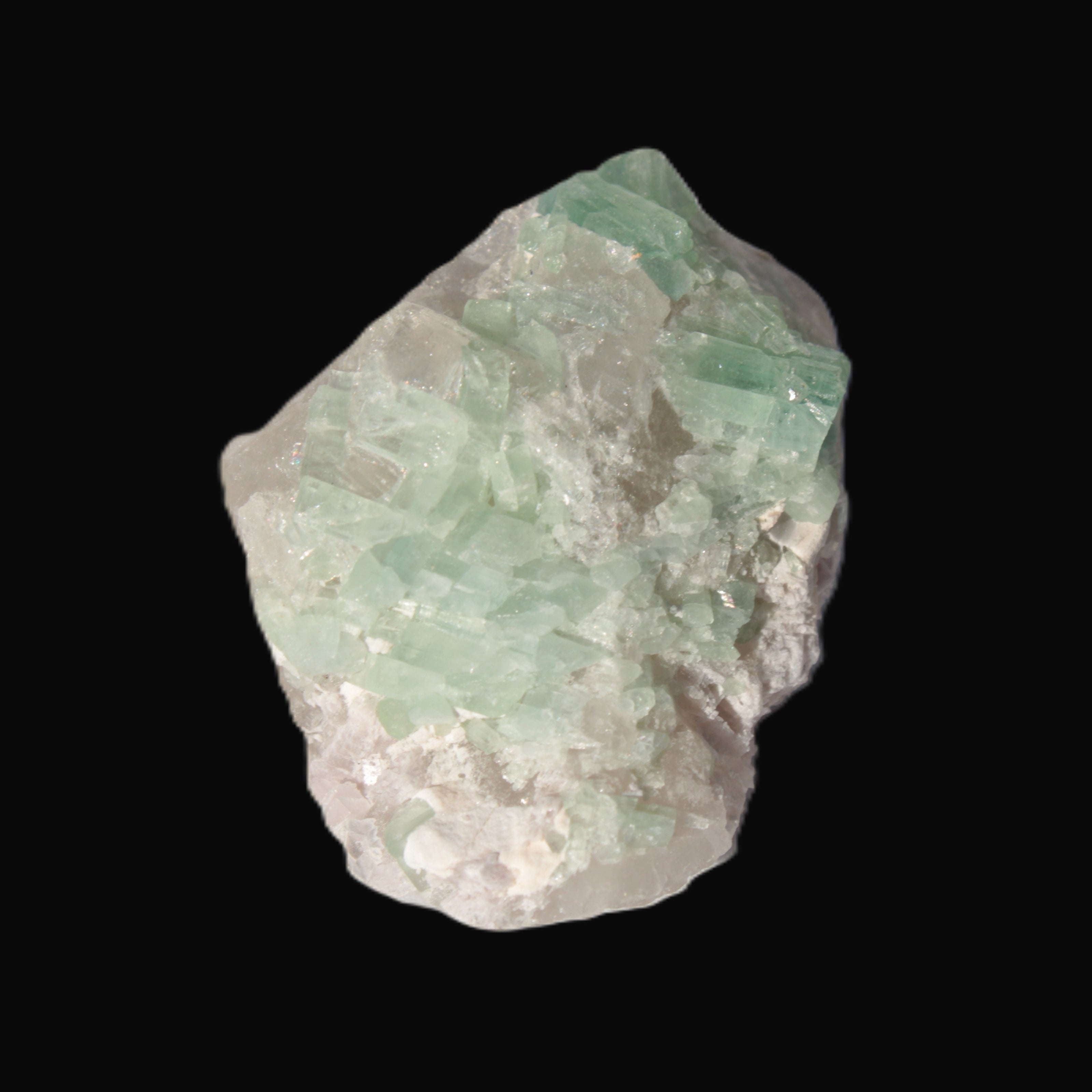 Soft Green Tourmaline cluster on matrix from Afghanistan 116.6ct 23.3g in sunlight - Rocks and Things Store
