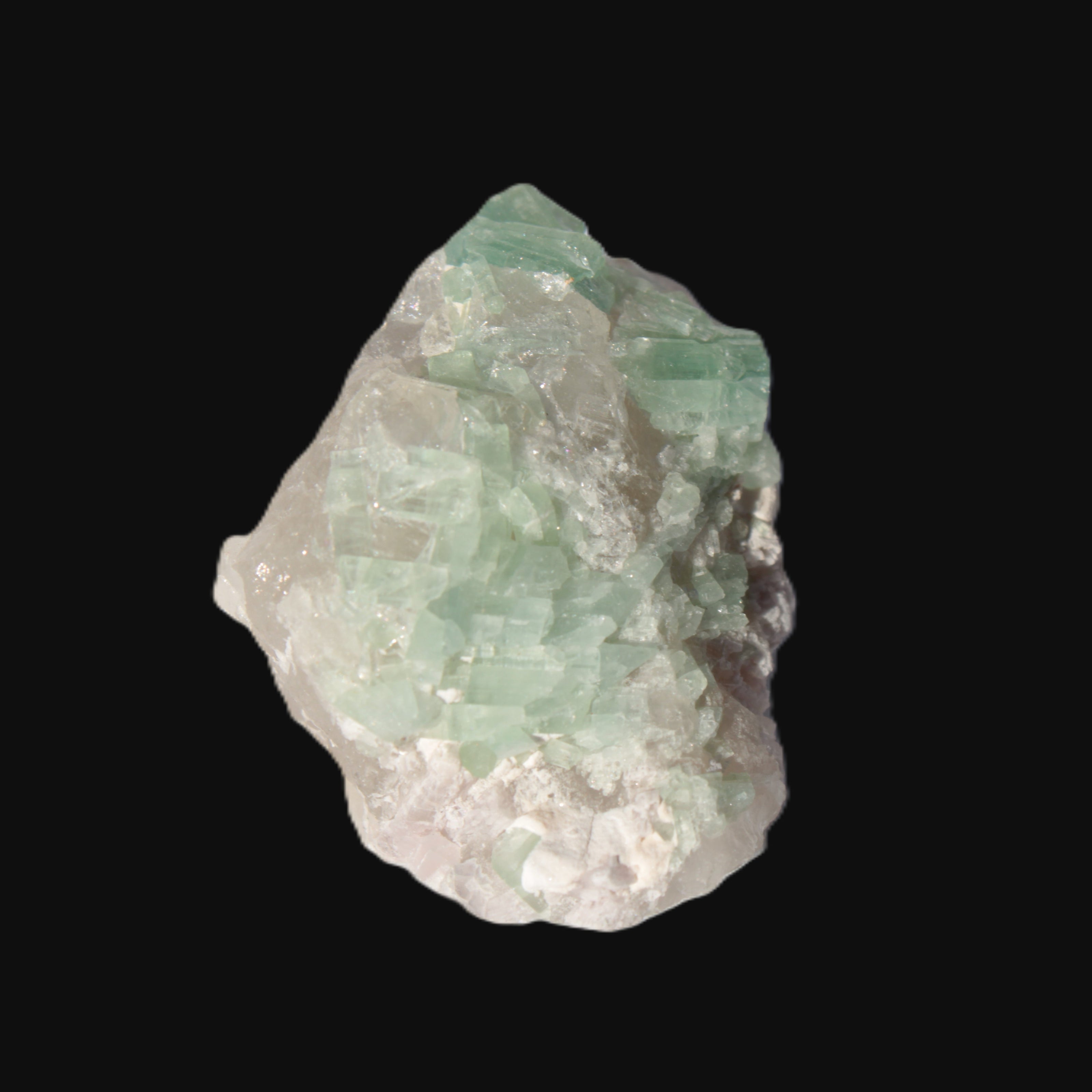 Soft Green Tourmaline cluster on matrix from Afghanistan 116.6ct 23.3g in sunlight - Rocks and Things Store