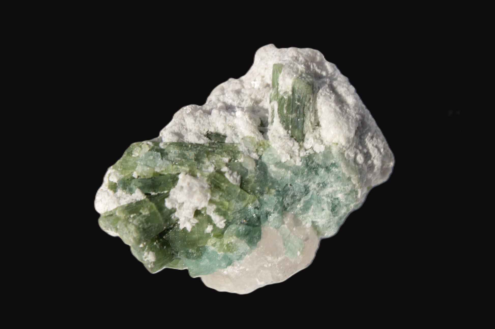 Green Tourmaline wiith Emerald on matrix from Afghanistan 127.4ct 25.5g Rocks and Things