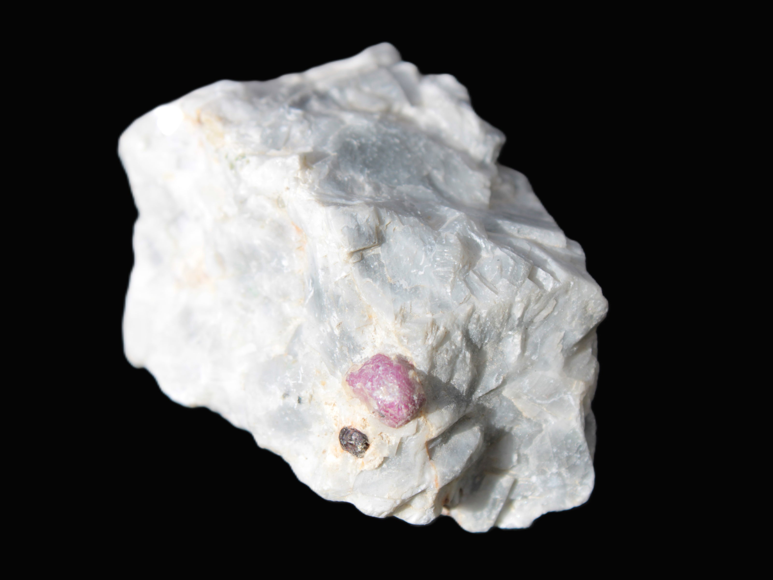 Ruby UV reactive with Muscovite in Marble 343ct 68.6g Rocks and Things