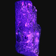 Black Tourmaline crystal with Feldspar & Mica 55mm 250.7ct  50.2g in UV light - Rocks and Things Store