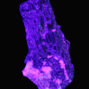 Black Tourmaline crystal with Feldspar & Mica 55mm 250.7ct  50.2g in UV light - Rocks and Things Store