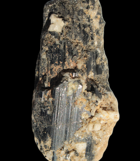 Black Tourmaline crystal with Feldspar & Mica 55mm 250.7ct  50.2g - Rocks and Things Store