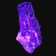 Black Tourmaline crystal with Feldspar & Mica 55mm 250.7ct  50.2g in UV light - Rocks and Things Store