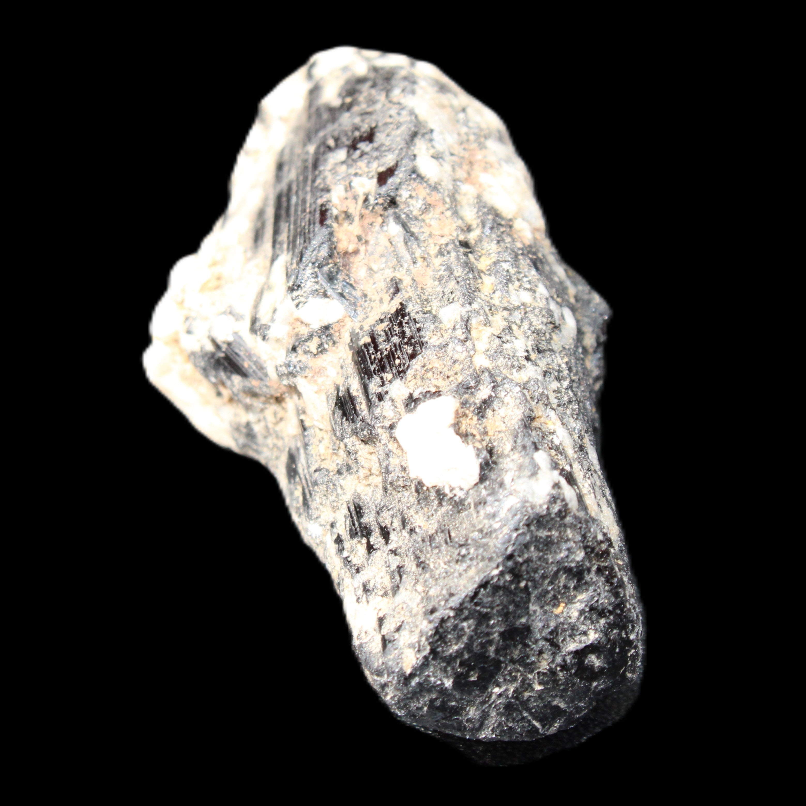 Black Tourmaline crystal with Feldspar & Mica 55mm 250.7ct  50.2g in sunlight - Rocks and Things Store