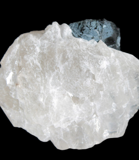 Rare Blue Tourmaline patina over Black Tourmaline on Calcite matrix 43mm 135.9ct  27.1g Rocks and Things