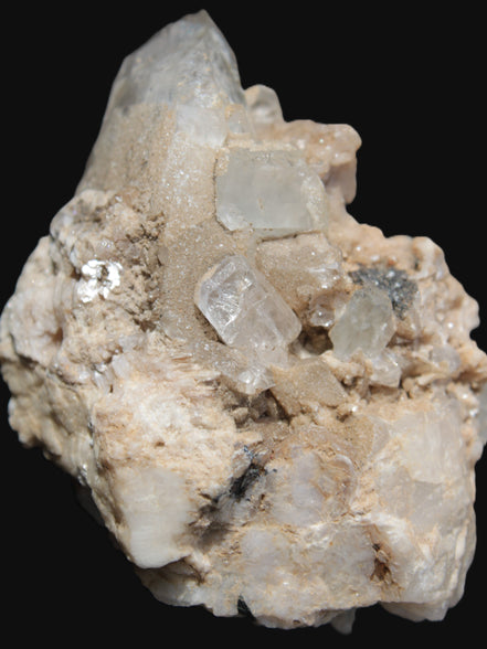 Elestial double-terminated Quartz with Aquamarine, Elbaite & Kunzite crystals on matrix 70mm 845ct 169g - Rocks and Things Store