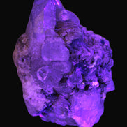 Elestial double-terminated Quartz with Aquamarine, Elbaite & Kunzite crystals on matrix 70mm 845ct 169g in UV light - Rocks and Things Store