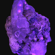 Elestial double-terminated Quartz with Aquamarine, Elbaite & Kunzite crystals on matrix 70mm 845ct 169g in UV light - Rocks and Things Store