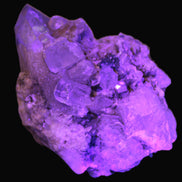 Elestial double-terminated Quartz with Aquamarine, Elbaite & Kunzite crystals on matrix 70mm 845ct 169g in UV light - Rocks and Things Store