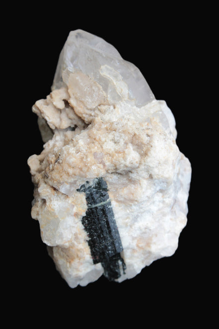 Elestial double-terminated Quartz with Aquamarine, Elbaite & Kunzite crystals on matrix 70mm 845ct 169g - Rocks and Things Store