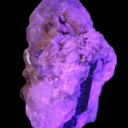 Elestial double-terminated Quartz with Aquamarine, Elbaite & Kunzite crystals on matrix 70mm 845ct 169g  in UV light - Rocks and Things Store