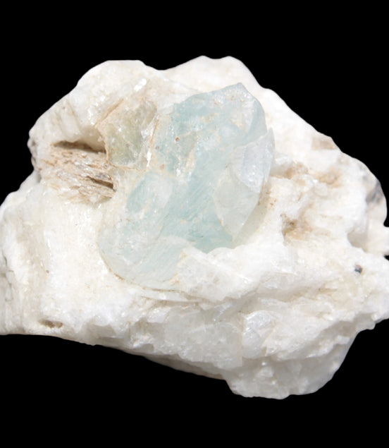 Aquamarine with three Micas in Feldspar matrix 311ct 62.3g in sunlight - Rocks and Things Store