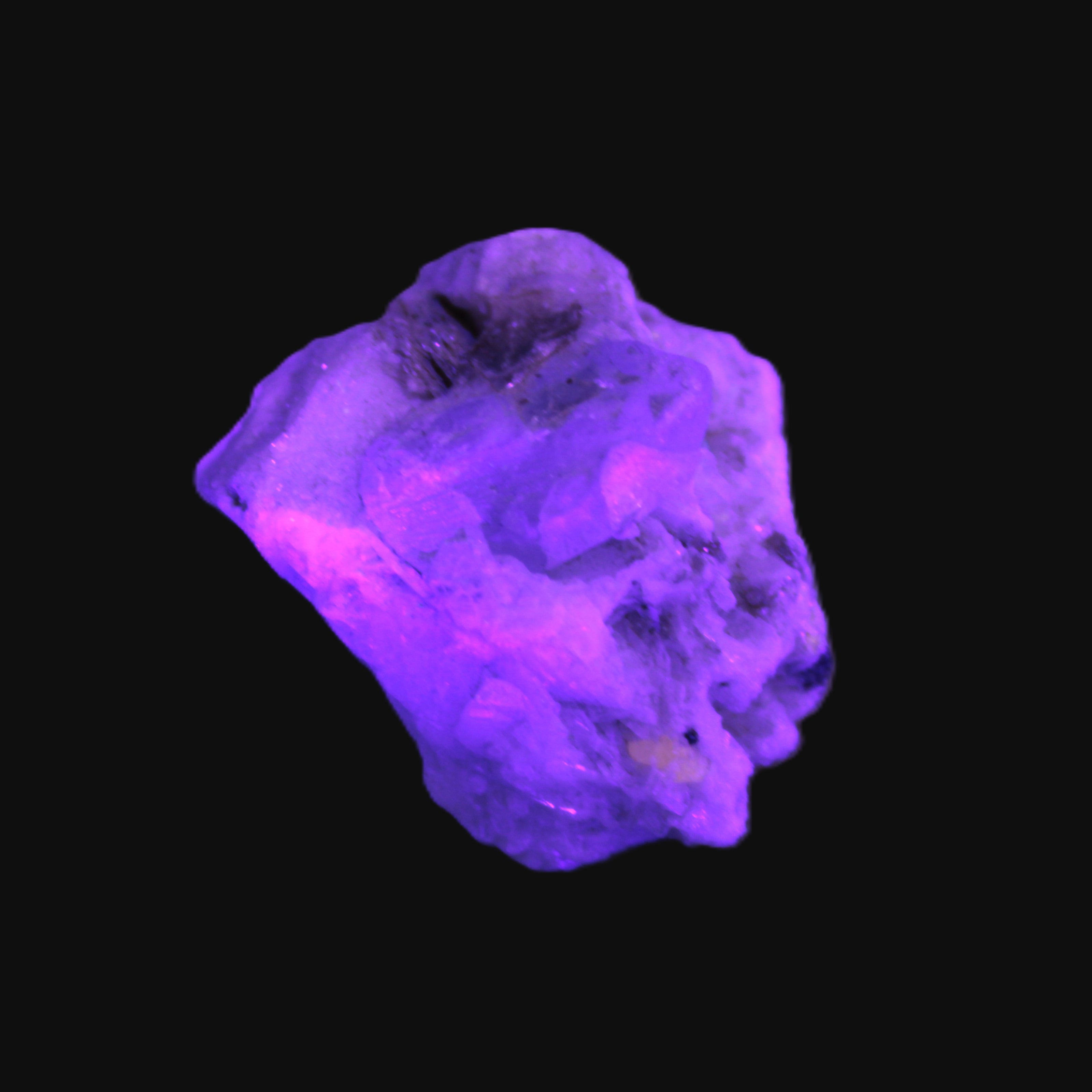 Aquamarine with three Micas in Feldspar matrix 311ct 62.3g in UV light - Rocks and Things Store