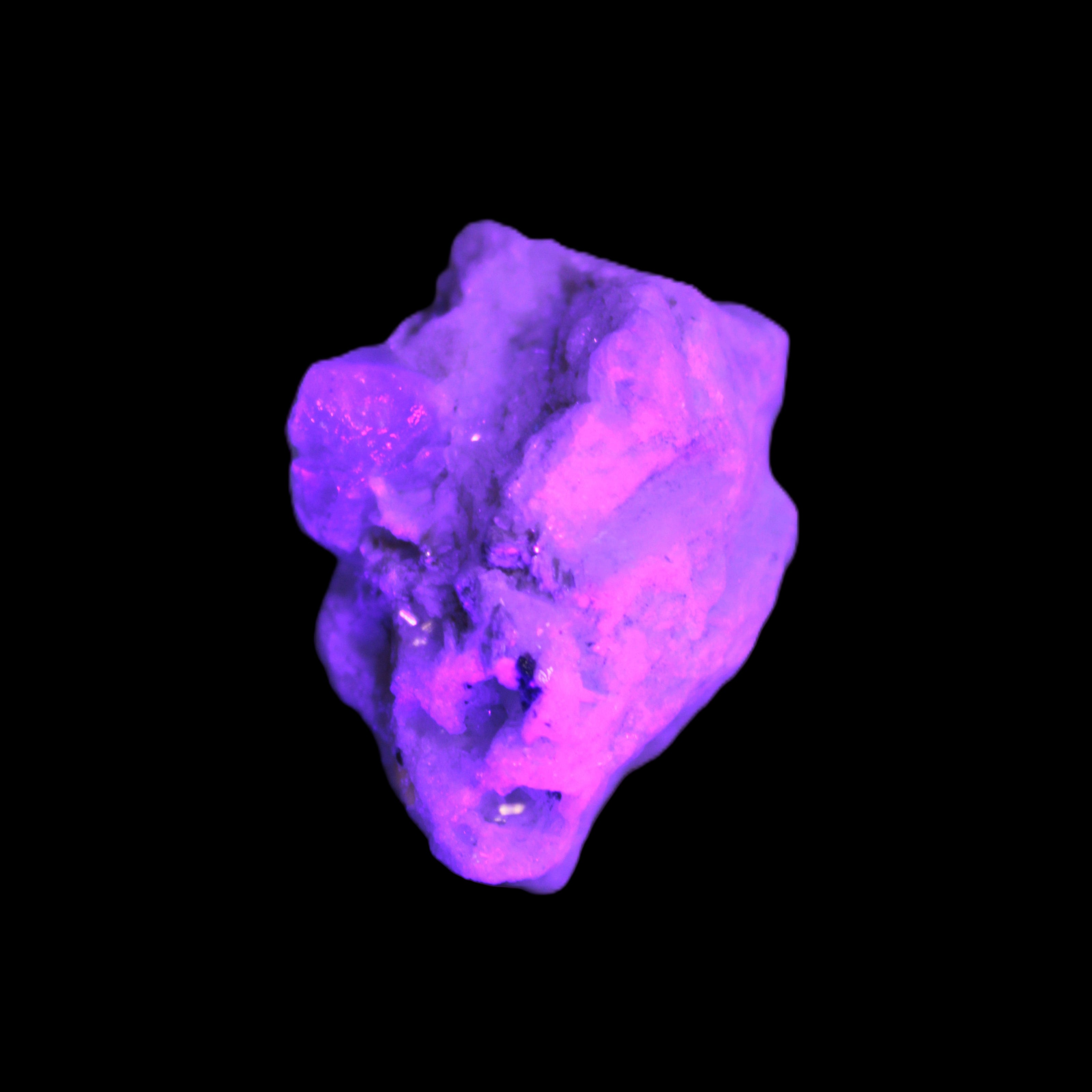 Aquamarine with three Micas in Feldspar matrix 311ct 62.3g in UV light - Rocks and Things Store