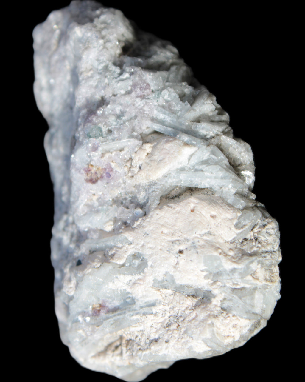 Green Tourmaline & Elbaite crystals on flat Muscovite Mica and Calcite matrix 202.9ct  40.5g in sunlight - Rocks and Things Store