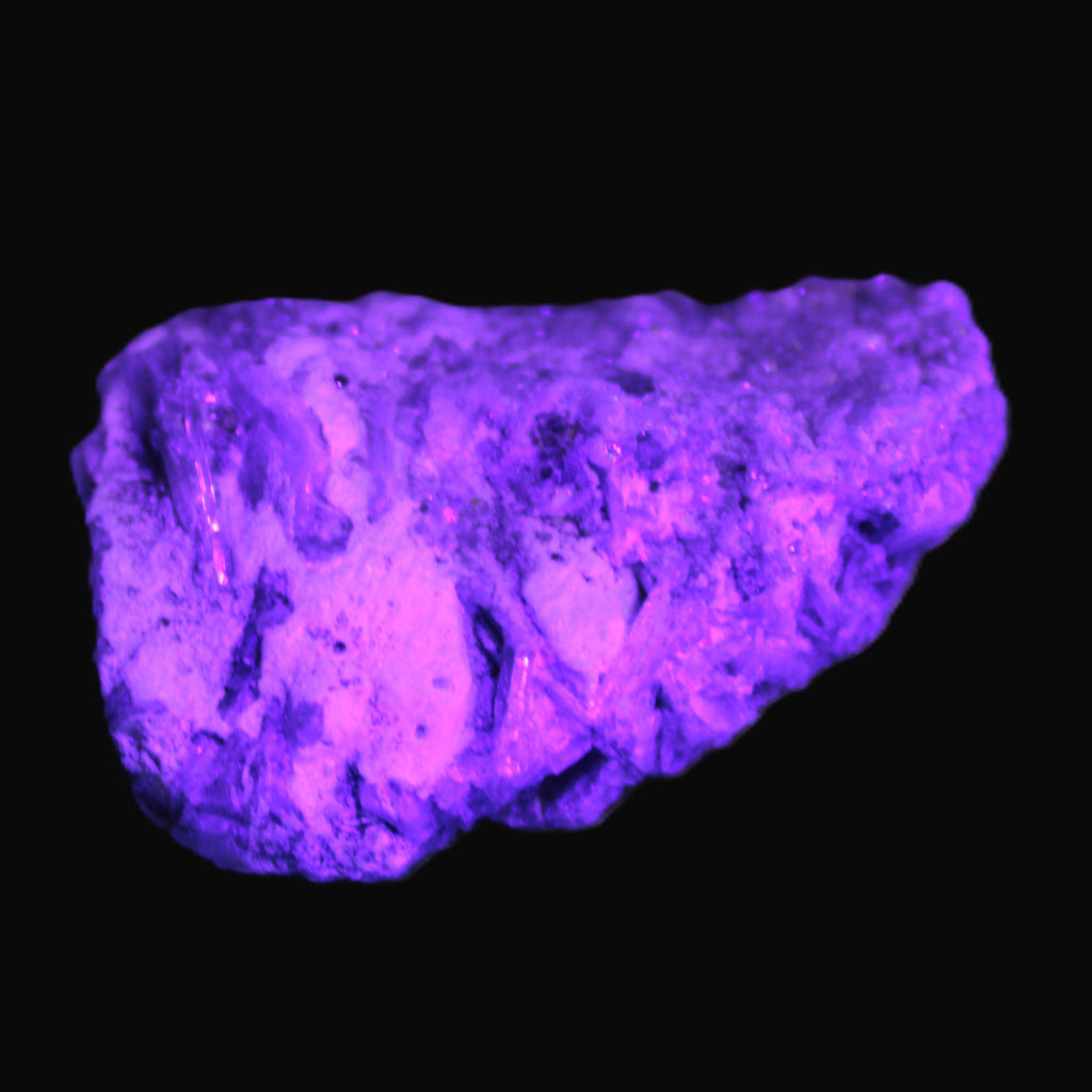 Green Tourmaline & Elbaite crystals on flat Muscovite Mica and Calcite matrix 202.9ct  40.5g in UV light - Rocks and Things Store