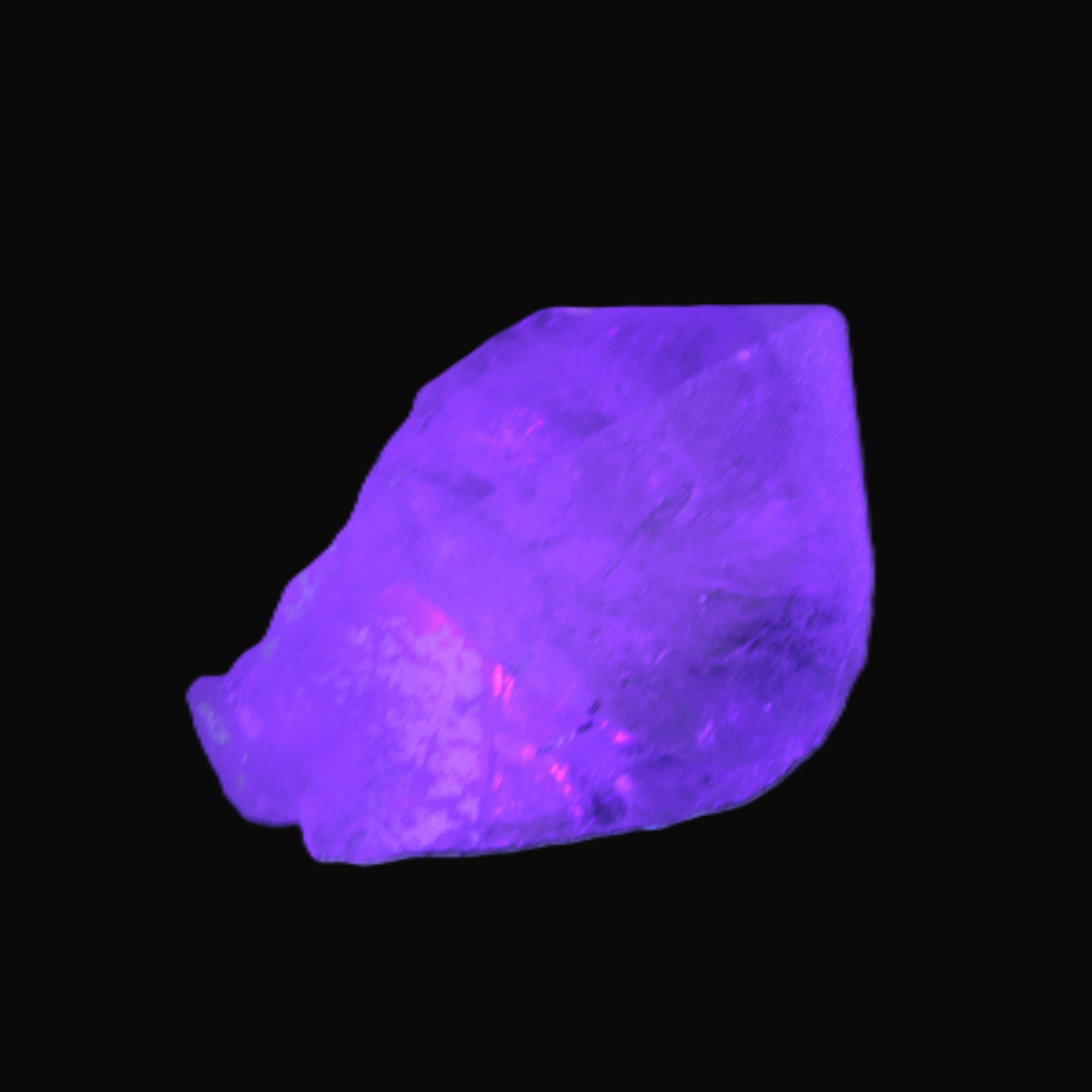 Clear Quartz crystal with phantoms and Elbaite 50mm 172.2ct 34.4g in UV light - Rocks and Things Store
