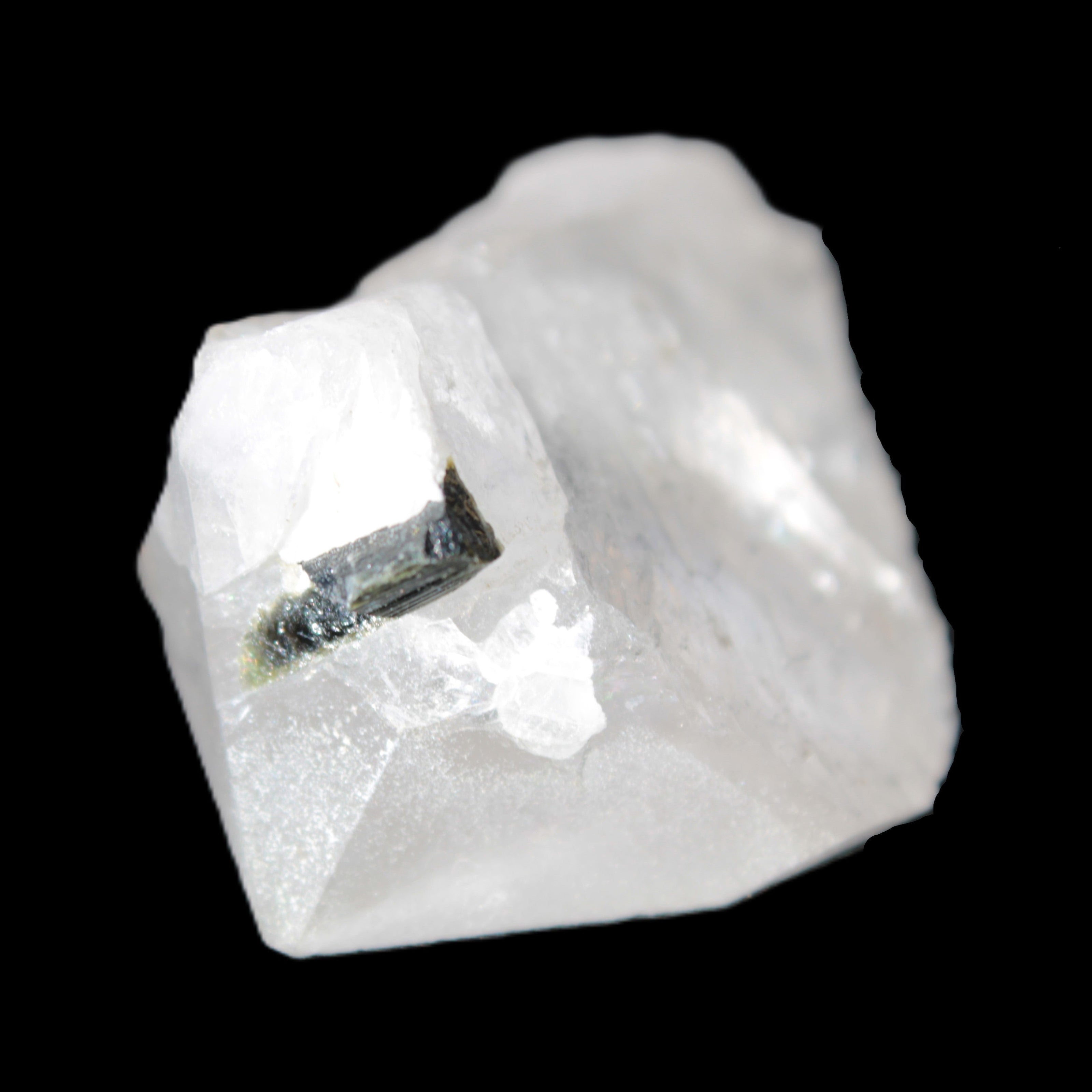 Clear Quartz crystal with phantoms and Elbaite 50mm 172.2ct 34.4g in sunlight - Rocks and Things Store