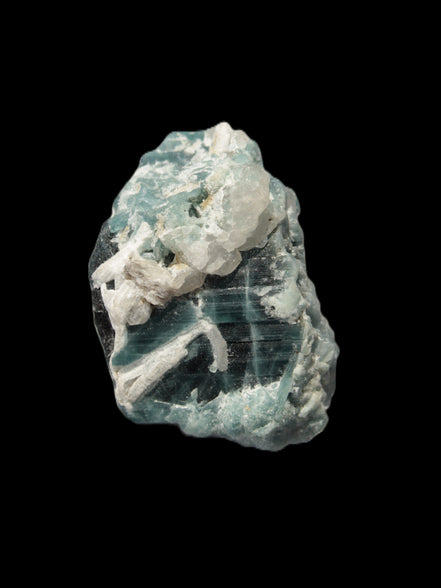 Blue Tourmaline Indicolite on Tourmaline with Calcite 106.5ct 21.3g in sunshine - Rocks and Things Store